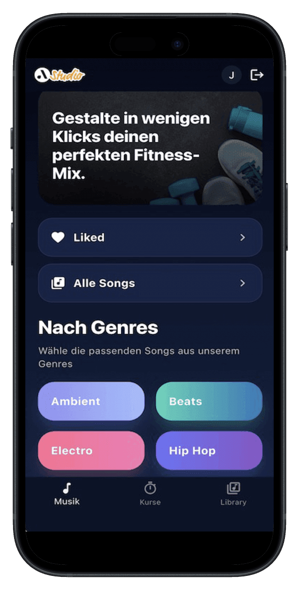 Application audiorooms Studio – phases d'entraînement avec minuteur