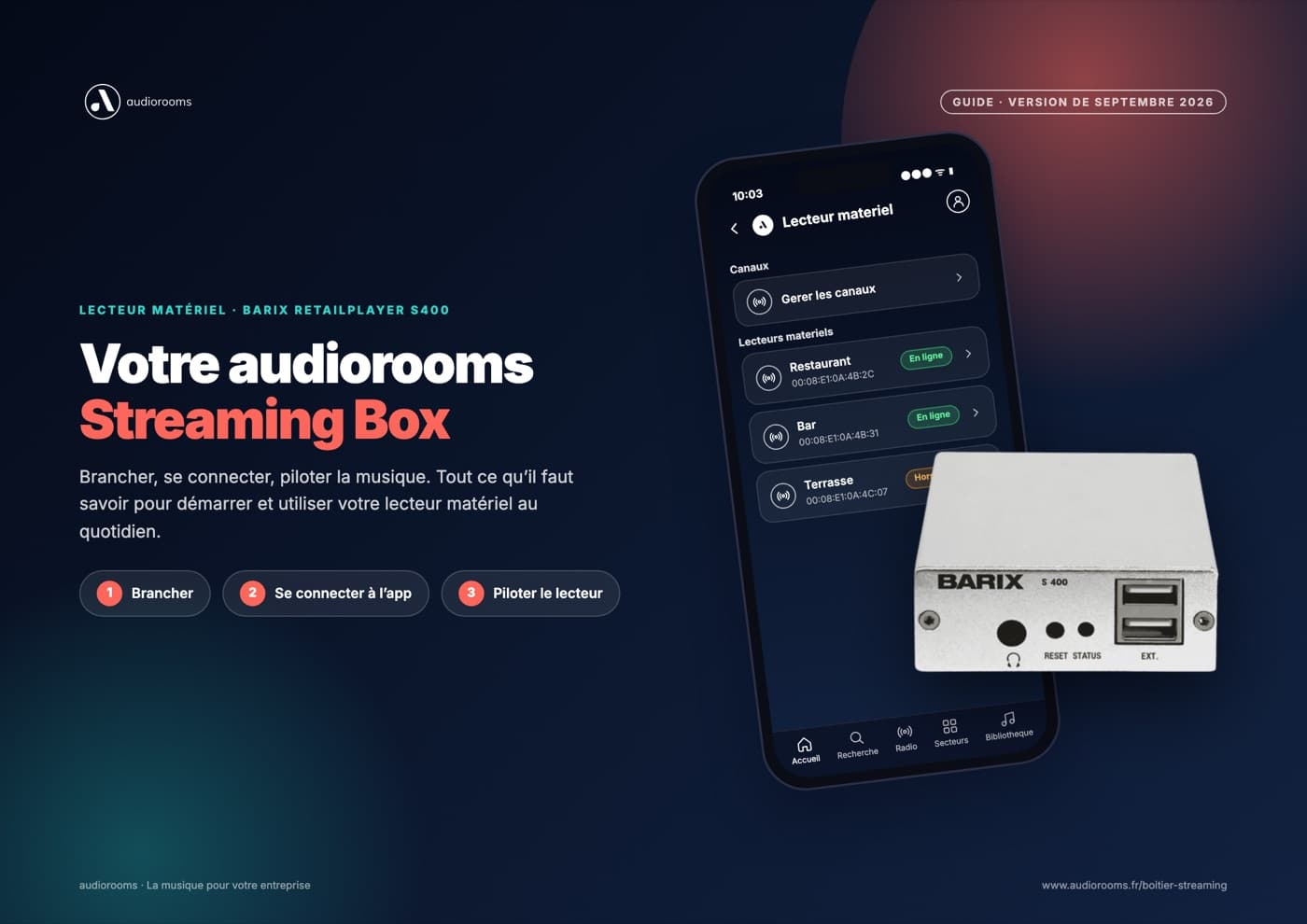 Couverture du guide de la Streaming Box audiorooms