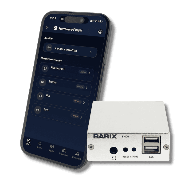 Application audiorooms avec le boîtier de streaming Barix